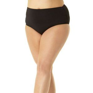 Anne Cole Convertible High Waist Shirred Swim Bottom Plus Size NWT Black New